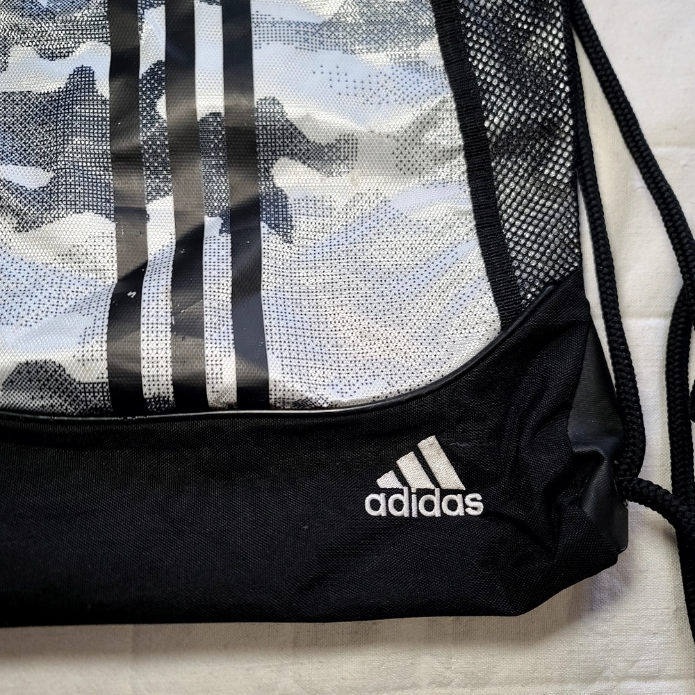 Adidas Drawstring Backpack Black Silver Camo - image 6